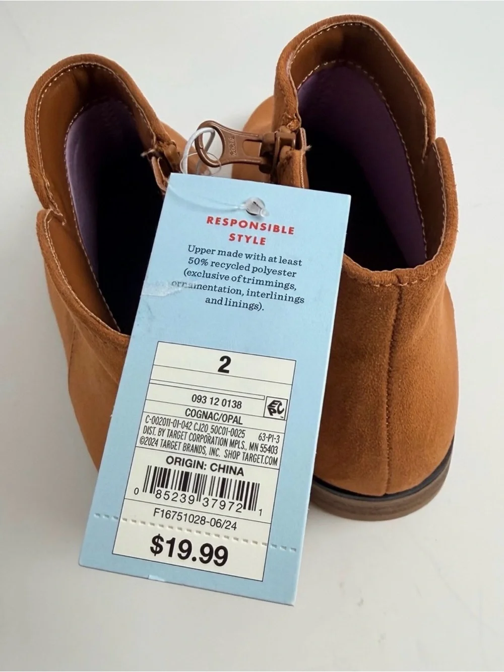Cat & Jack Toddler Girls Cognac Suede Ankle Boots